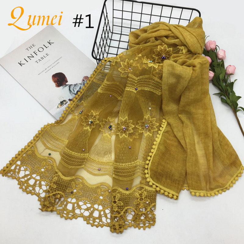Women'S Essential Accessories - 5PCS Qumei Lace Stitching Muslim Scarves