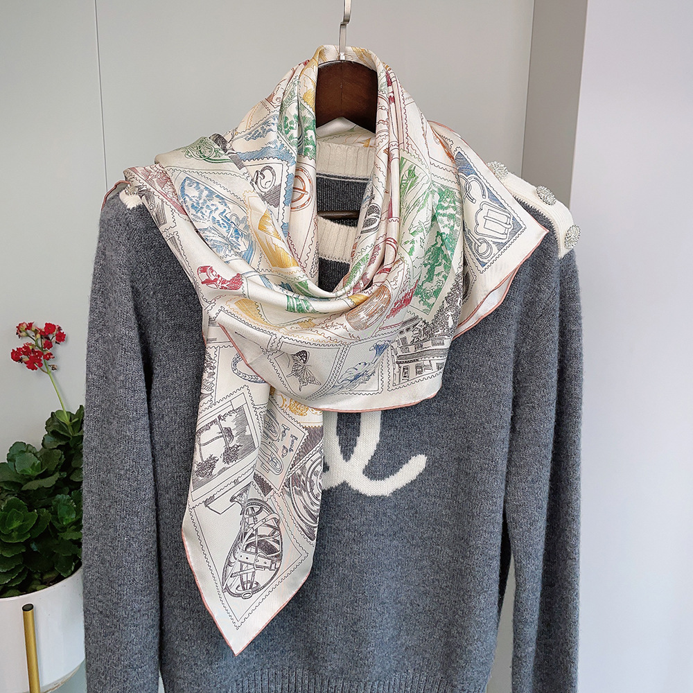 Luxury Silk Scarf 90CM Brands  - Accessories Brand For Women ulasan dan harga
