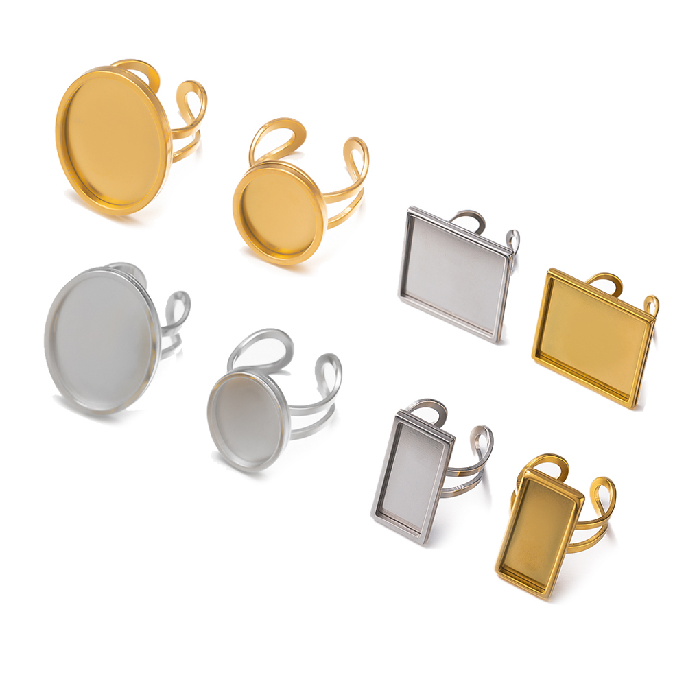 4Pcs Stainless Steel Golden Bl - Ring Set Adjustable ulasan dan harga