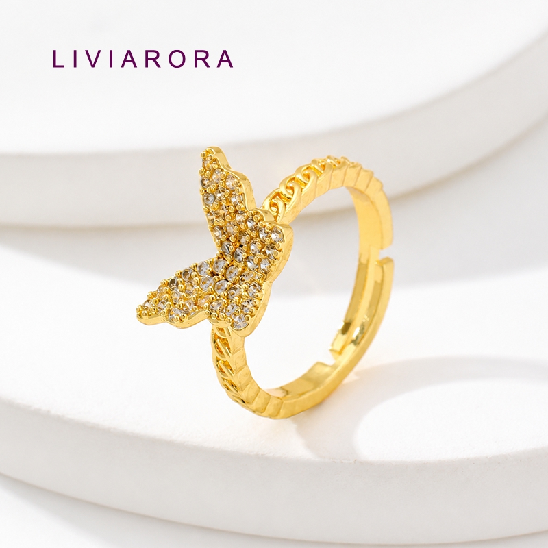 1/2/4Pcs 18K Gold Plated Brass - Ring Set Adjustable ulasan dan harga
