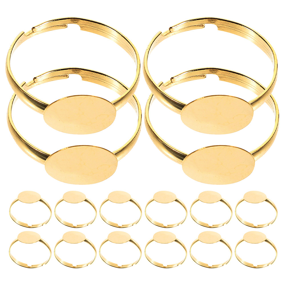 50pcs Blank Ring Settings Flat - Ring Set Adjustable ulasan dan harga