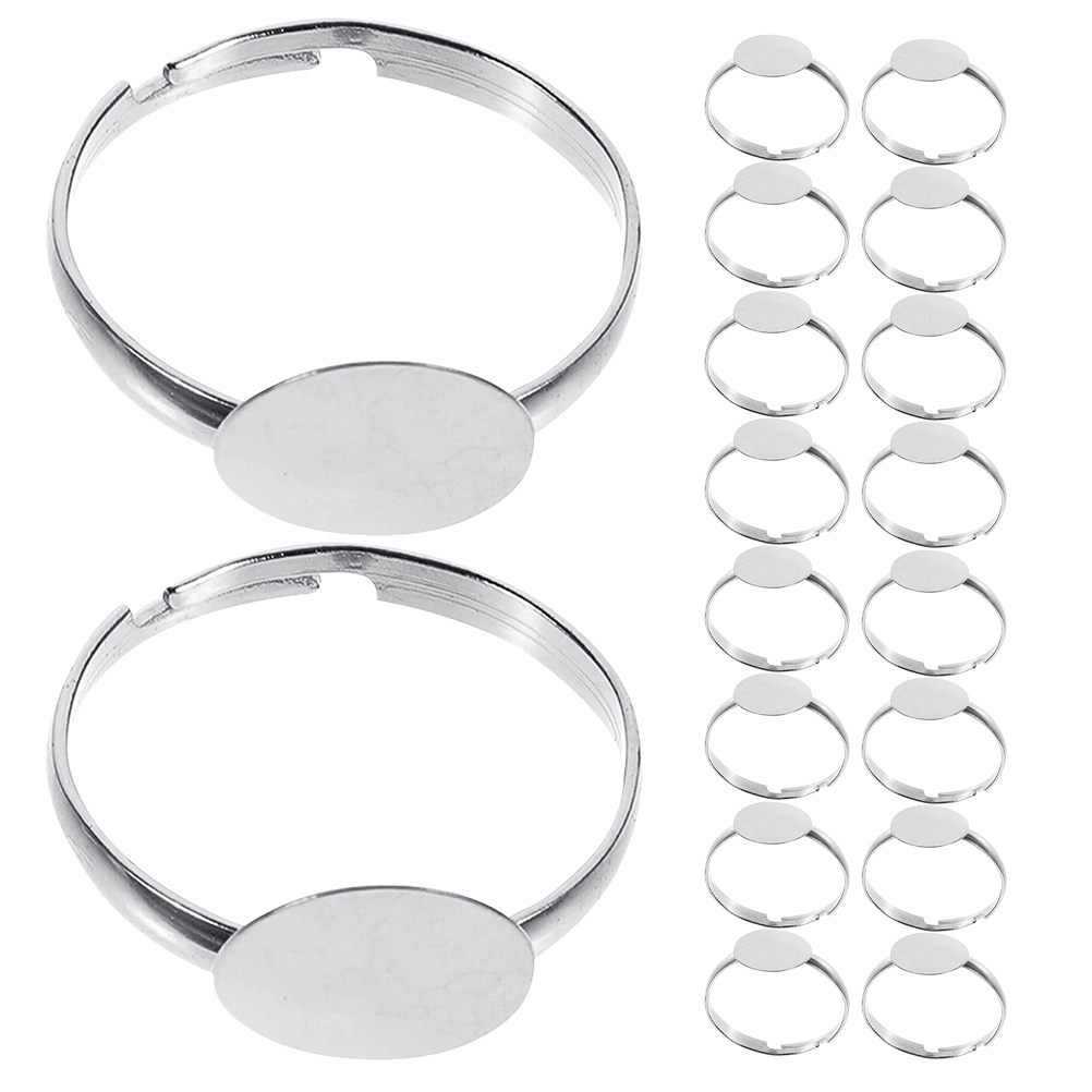 50pcs Blank Ring Settings Flat - Ring Set Adjustable ulasan dan harga
