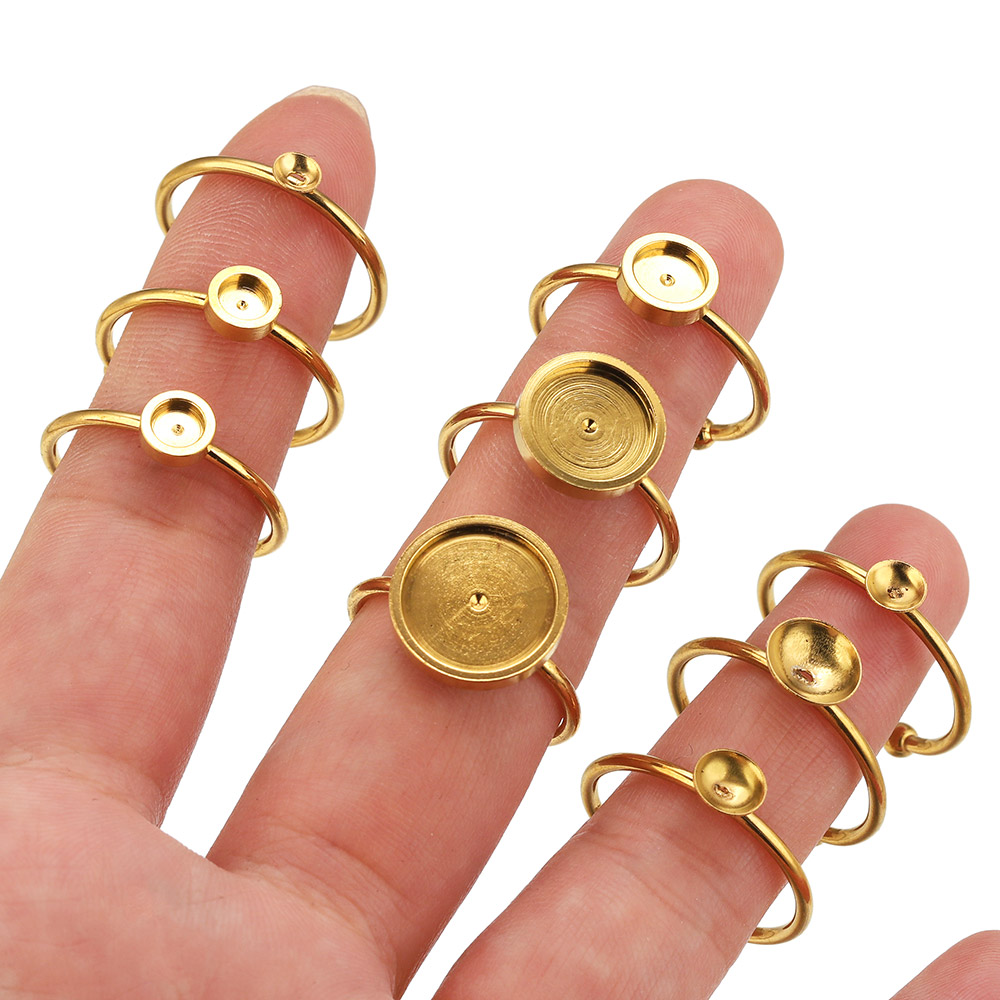 10pcs Stainless Steel Round Ad - Ring Set Adjustable ulasan dan harga