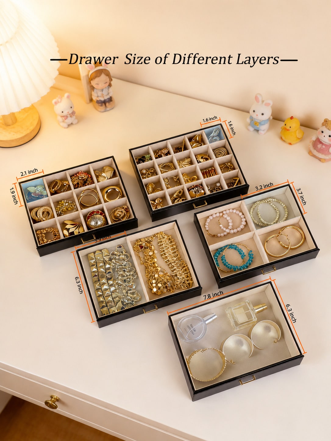 1PC Large 6-Layer PU Leather J - Women Accessories Drawer ulasan dan harga
