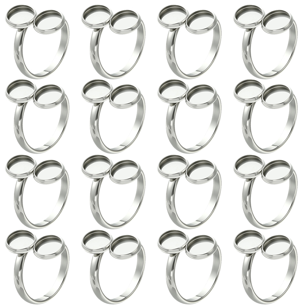 16Pcs Finger Ring Blank Base 1 - Ring Set Adjustable ulasan dan harga
