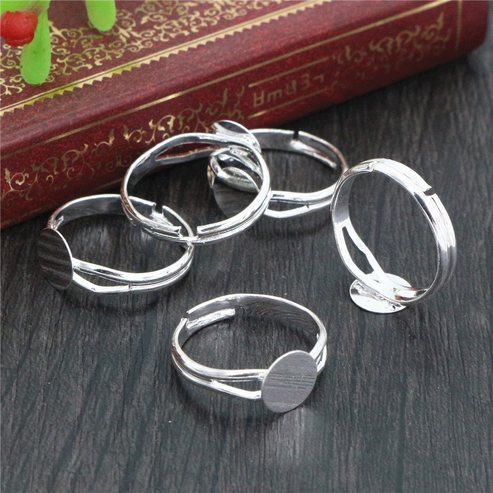 6/8/10/12mm 10pcs Silver Plate - Ring Set Adjustable ulasan dan harga